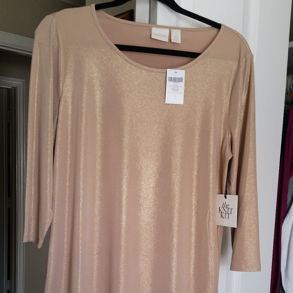 Chicos Gold Lame Tunic